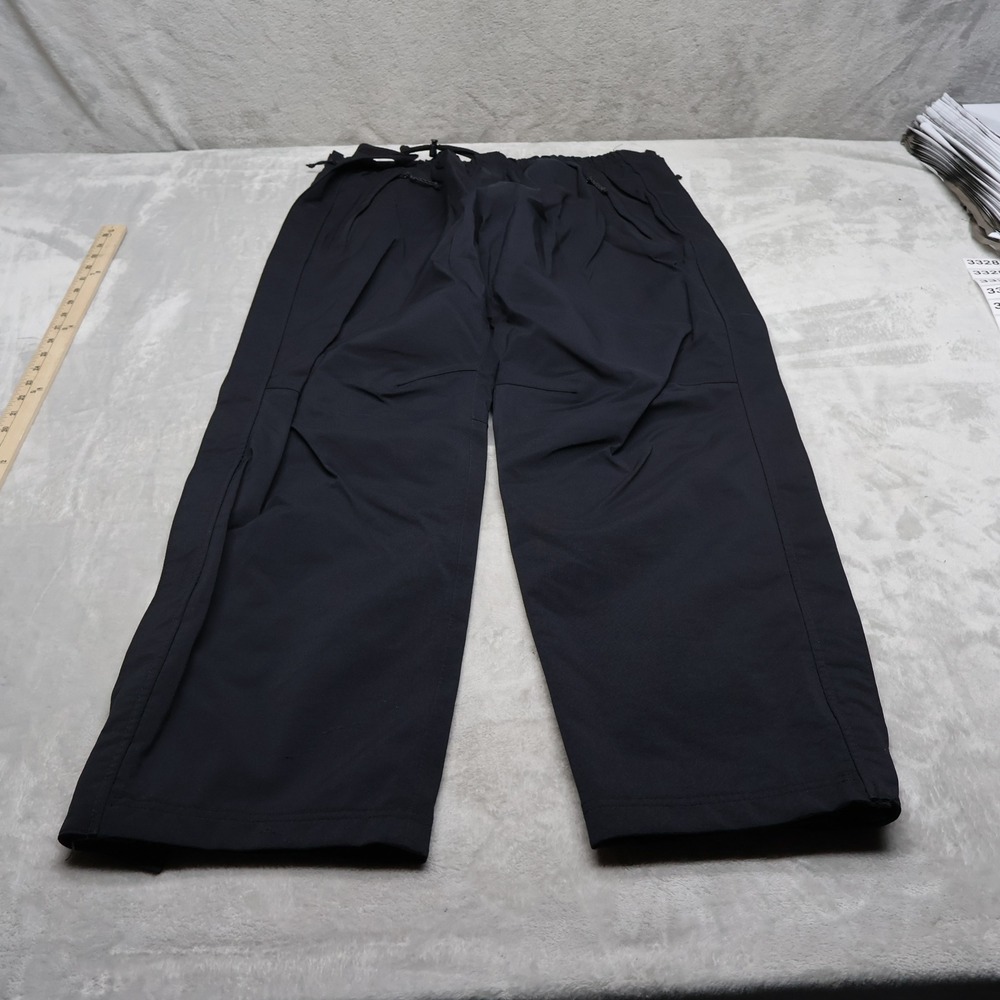 REI Pants Mens Large Short Black Adjustable Waist Full Zip Rain Hiking 33x28 VTG